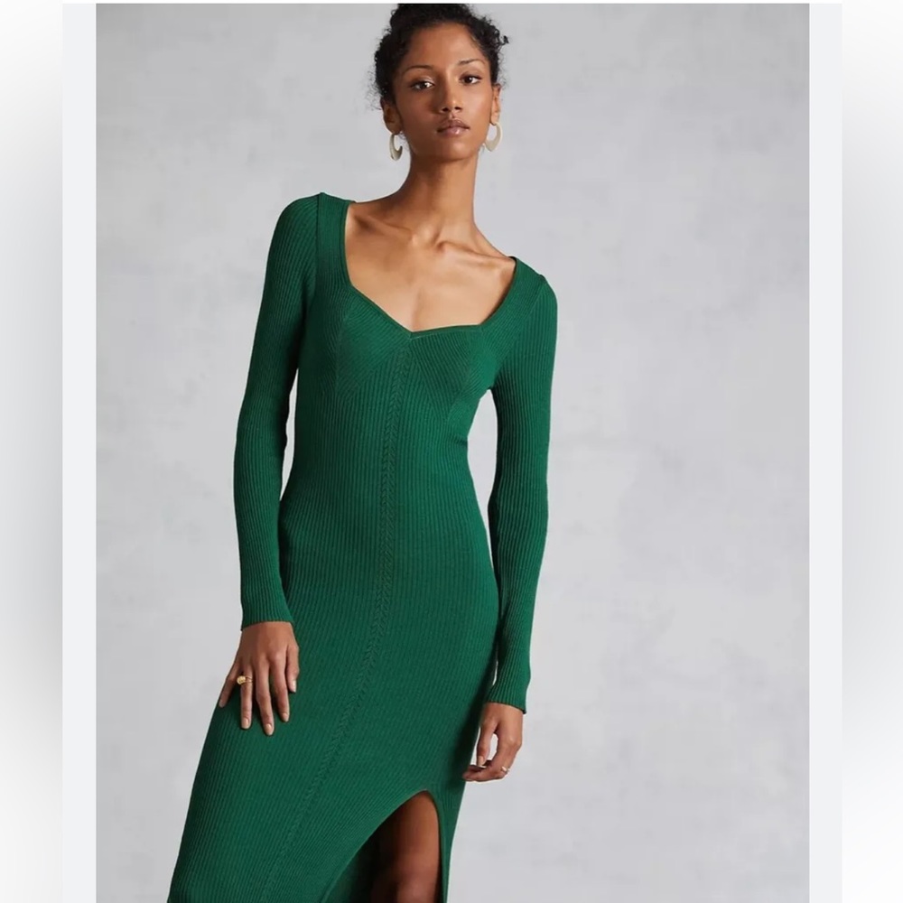 Anthropologie sealed knit maxi dress in emerald green